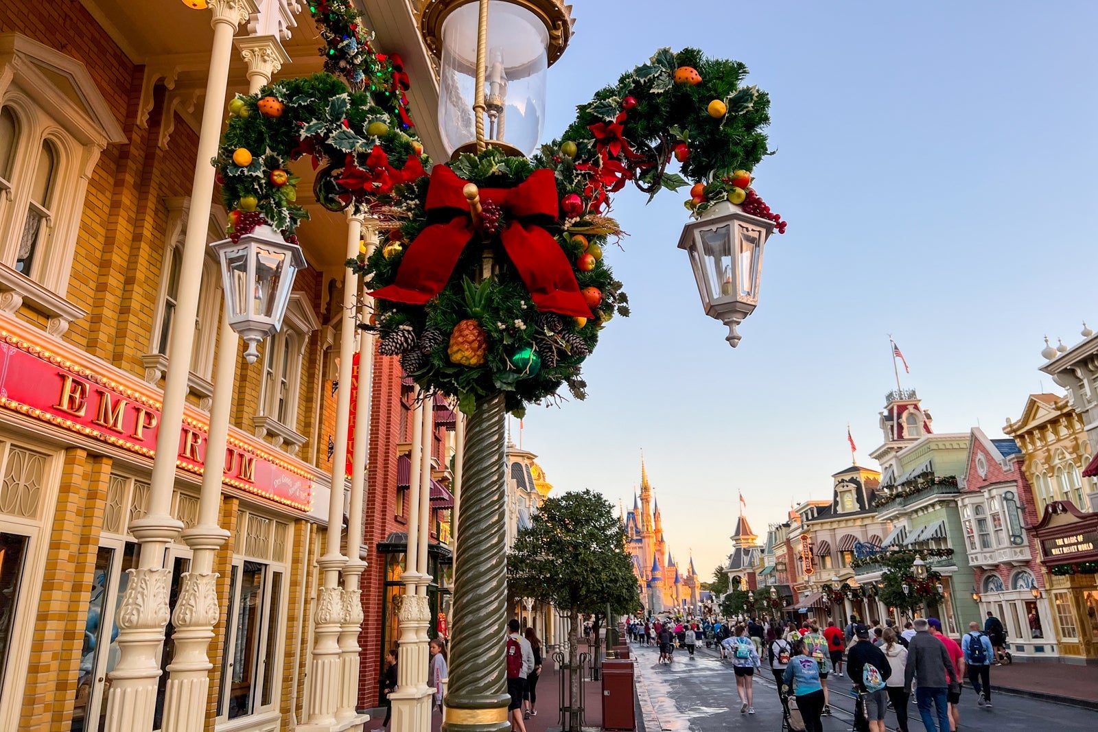 Magic Kingdom holiday decorations Disney World