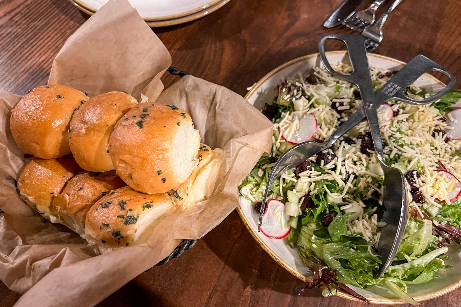 Bread and salad at Liberty Tree Tavern