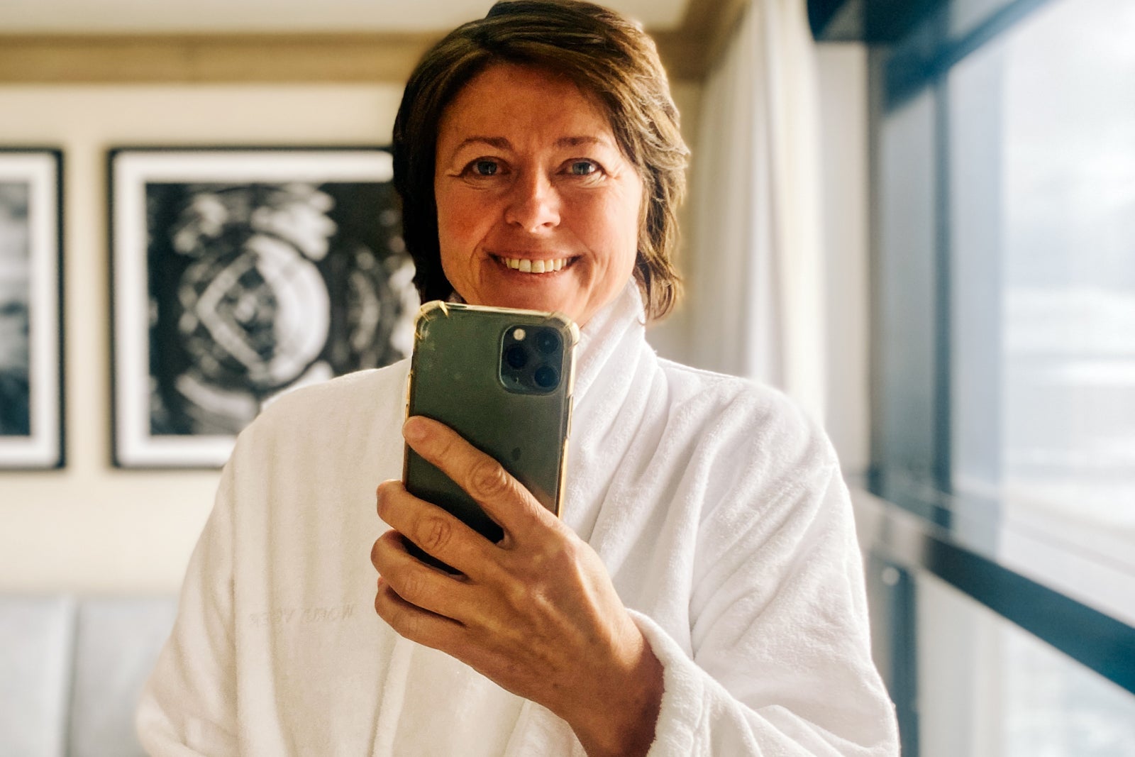 Writer Belinda Luksic in the moments before plunging into icy Antarctica waters