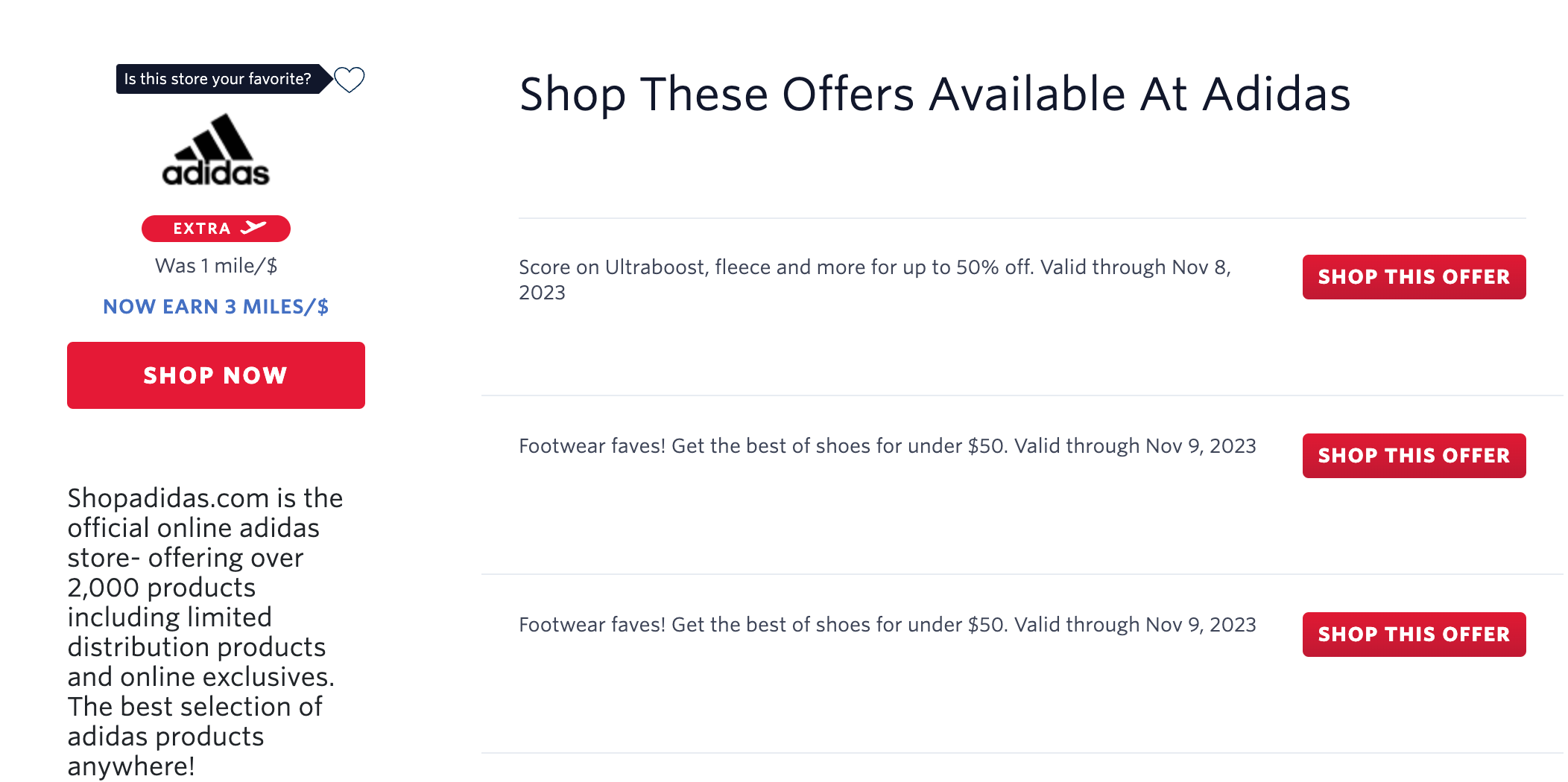 Adidas SkyMiles Shopping