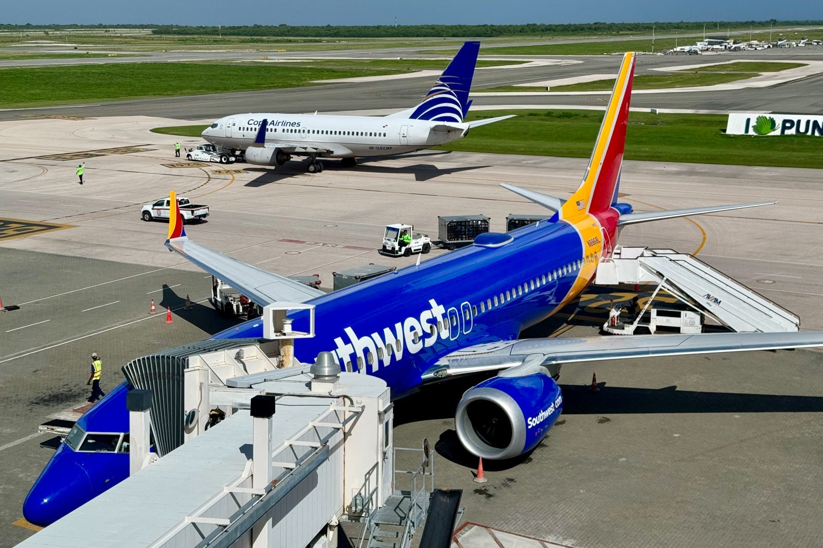 Southwest plane at airport gate