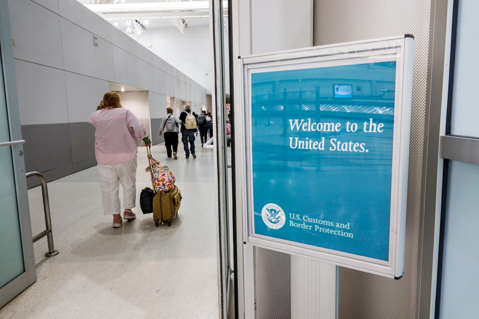 U.S. Customs and Border welcome sign at airport