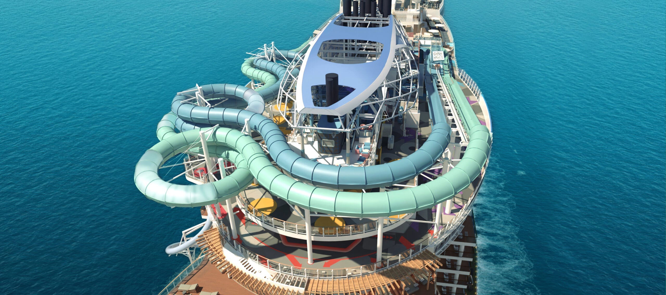 An artist's drawing of a new Aqua Slidecoaster planned for Norwegian Aqua