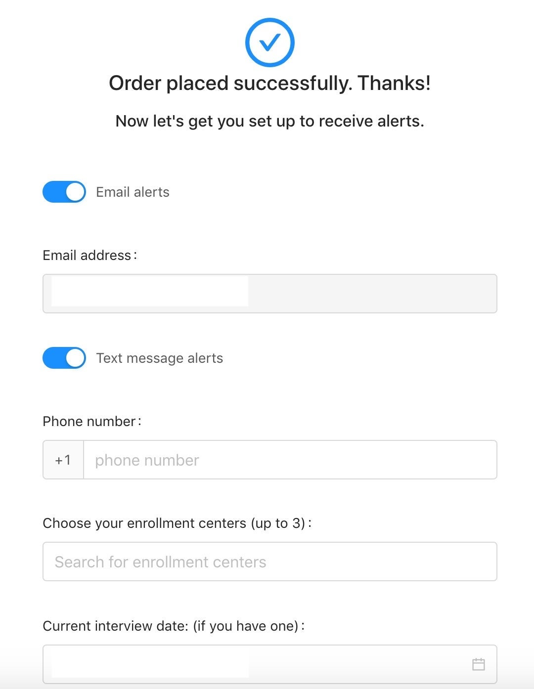screenshot of Appointment Scanner sign up page