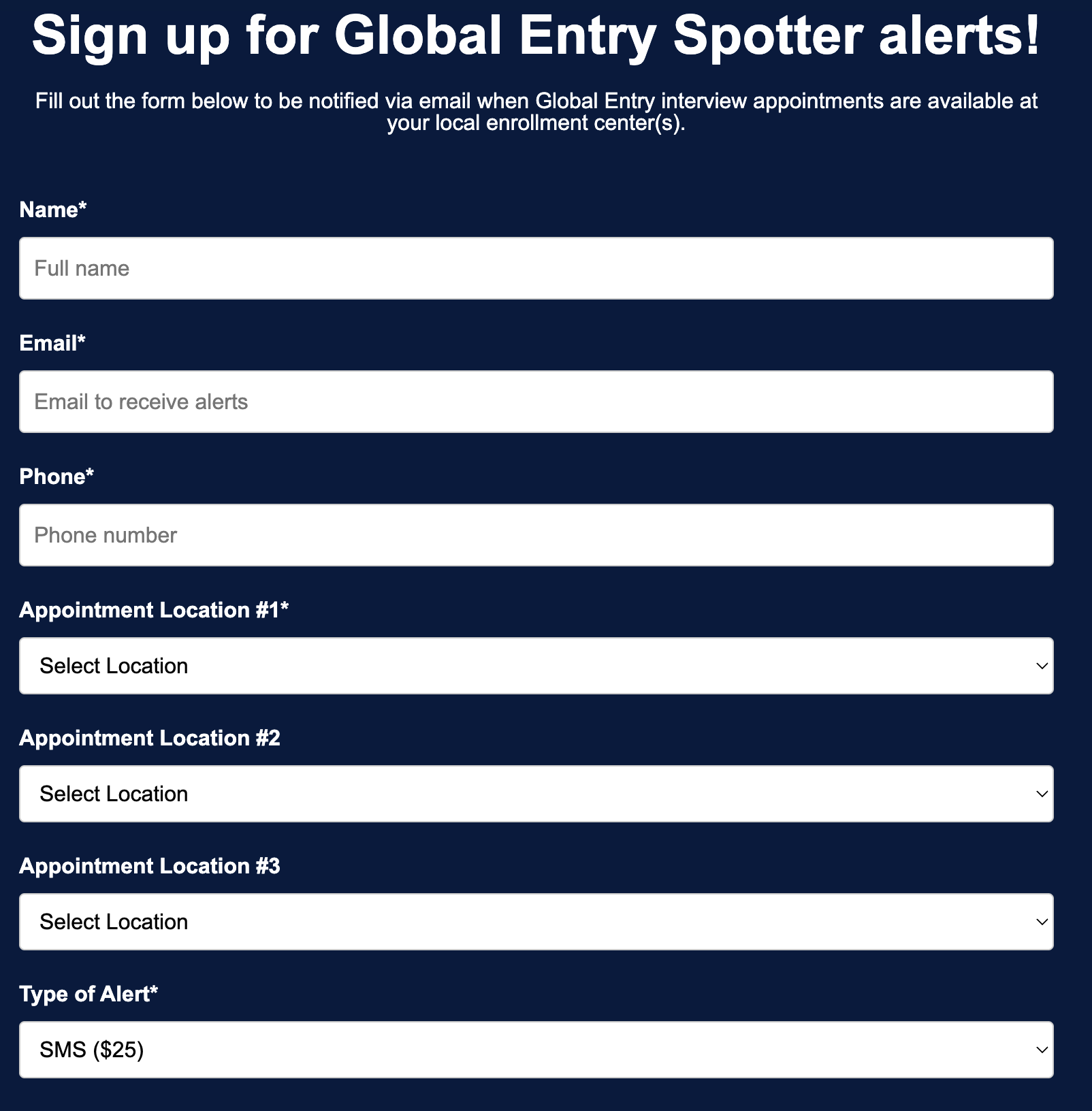global entry spotter sign up