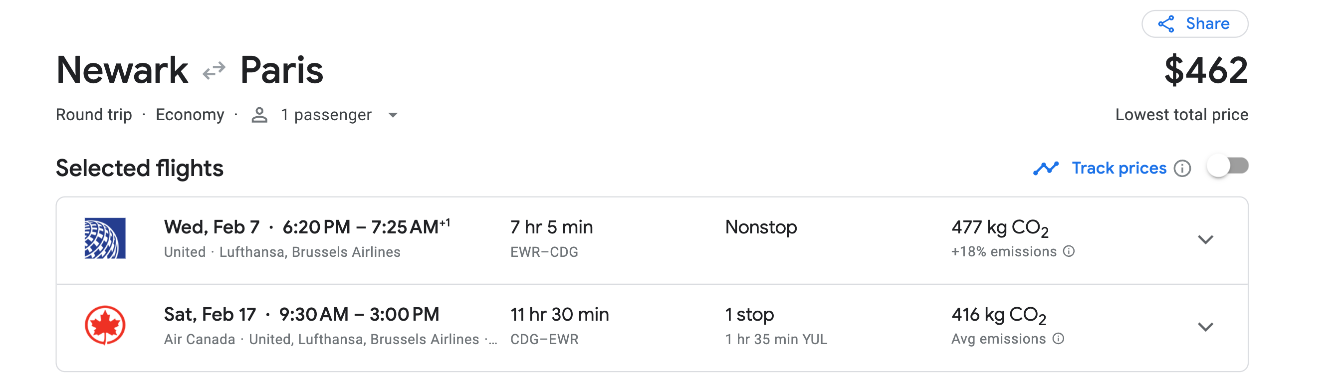 new york to paris flights