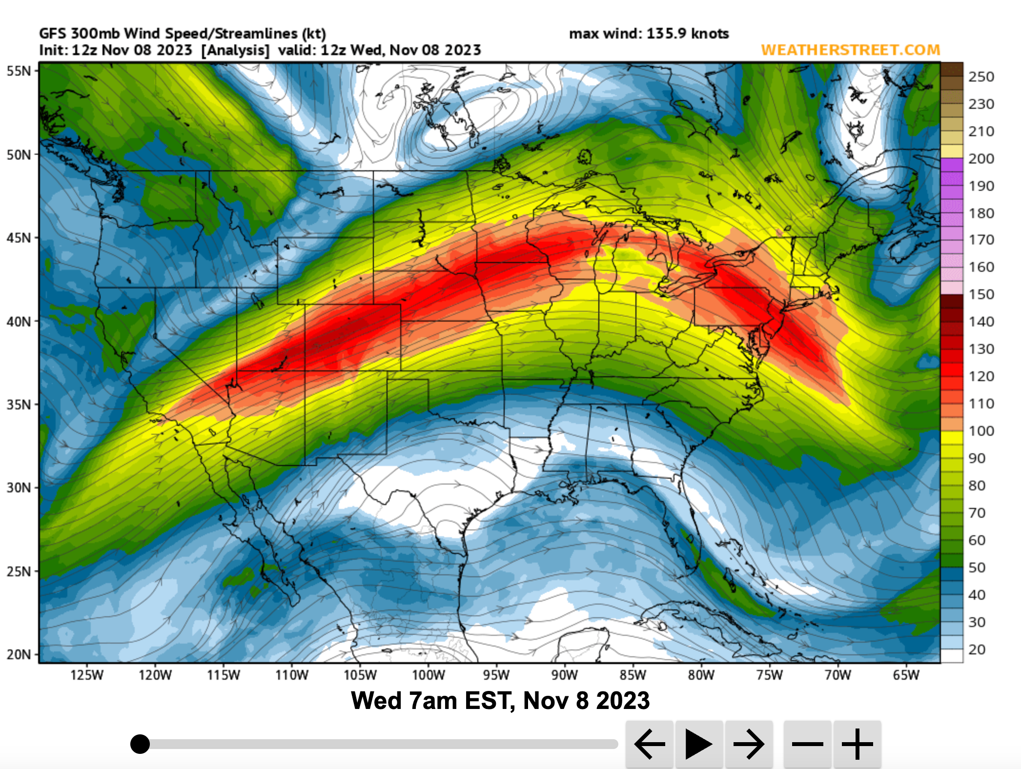 Jet stream over North America.