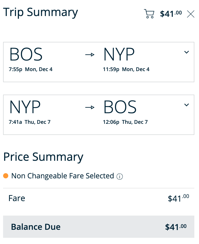 NYC to BOS