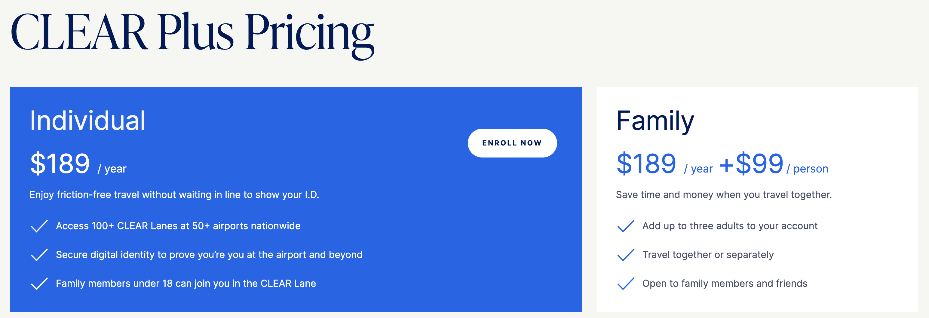 Pricing for Clear Plus