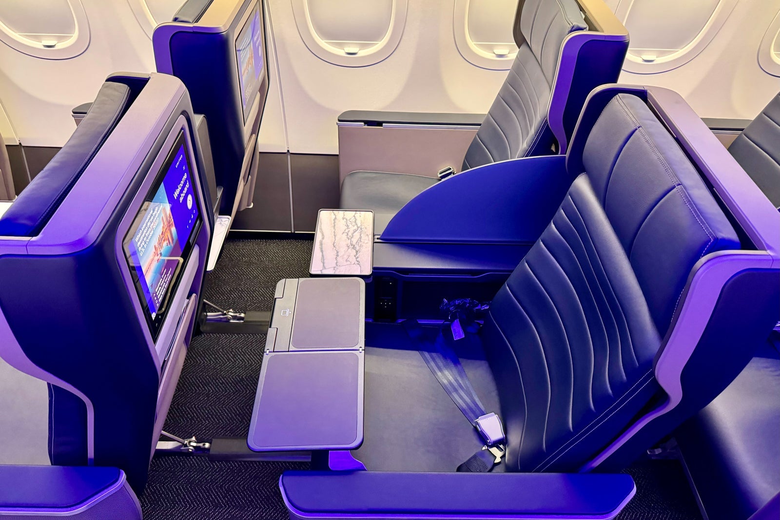 First class Flying United's new first-class recliners on the snazzy