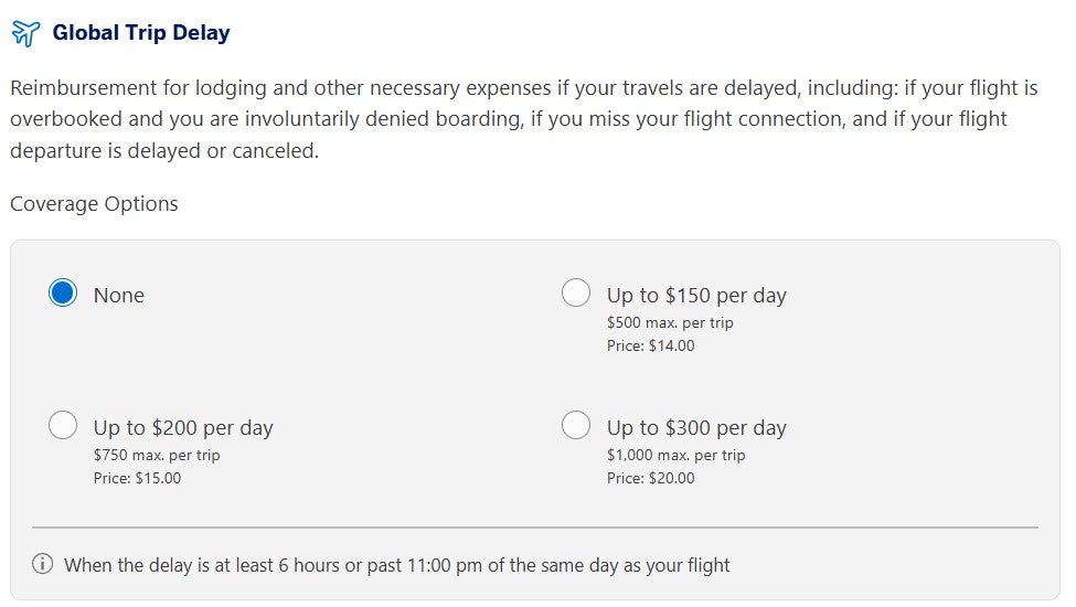 American Express global trip delay costs