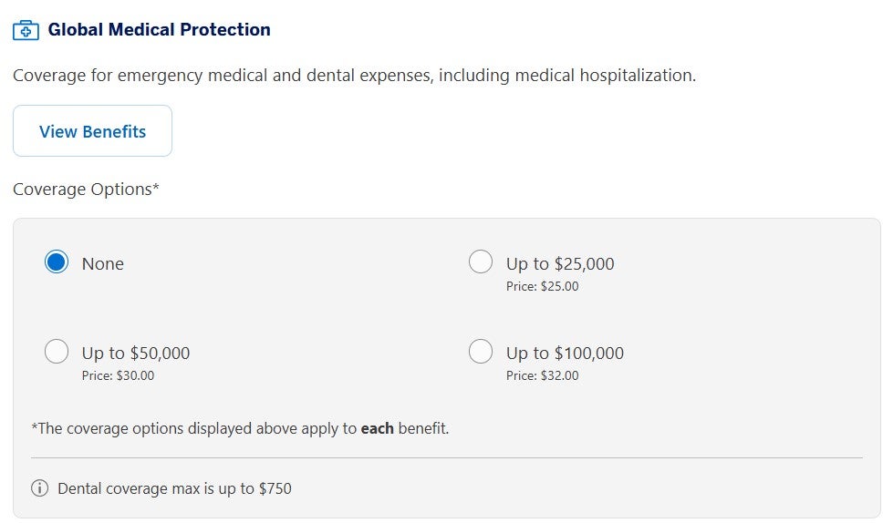 American Express global medical insurance costs