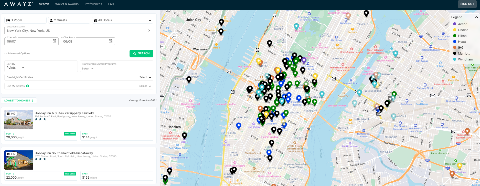 New York hotels through Awayz