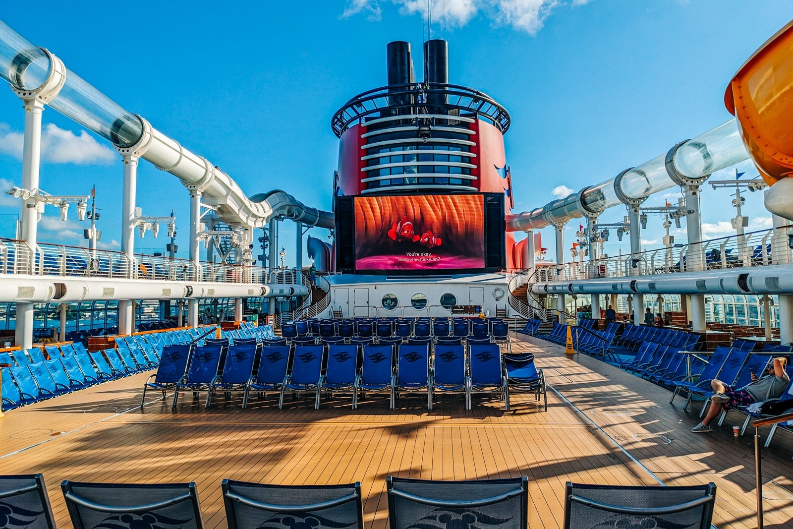 Disney Dream pool deck with AquaDuck water ride.