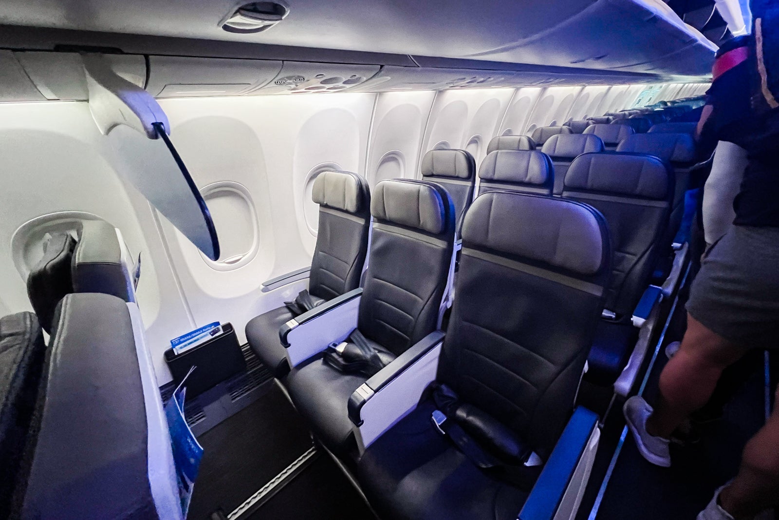Interior of an aircraft showing seats