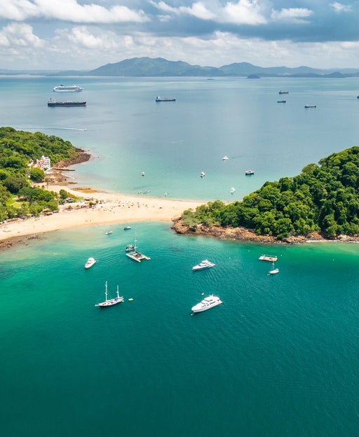Taboga Island Aerial View. Tropical island located in the Pacific near Panama City, Panama.