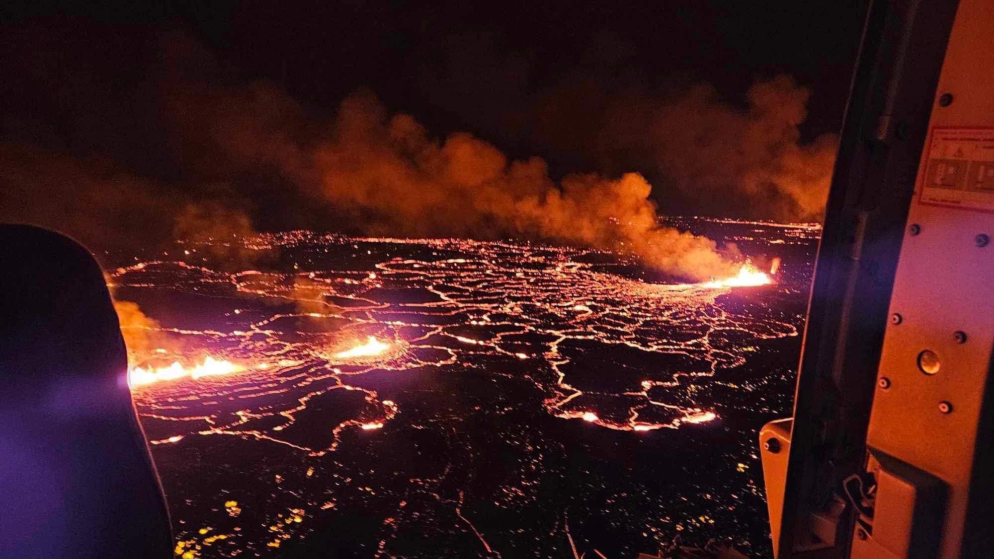 A view of lava after volcano eruption located close to Sundhnukagigar, about 4 kilometers northeast of Grindavik town of Reykjanes peninsula, Iceland on December 19, 2023.