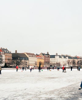 ice skating on frozen lake