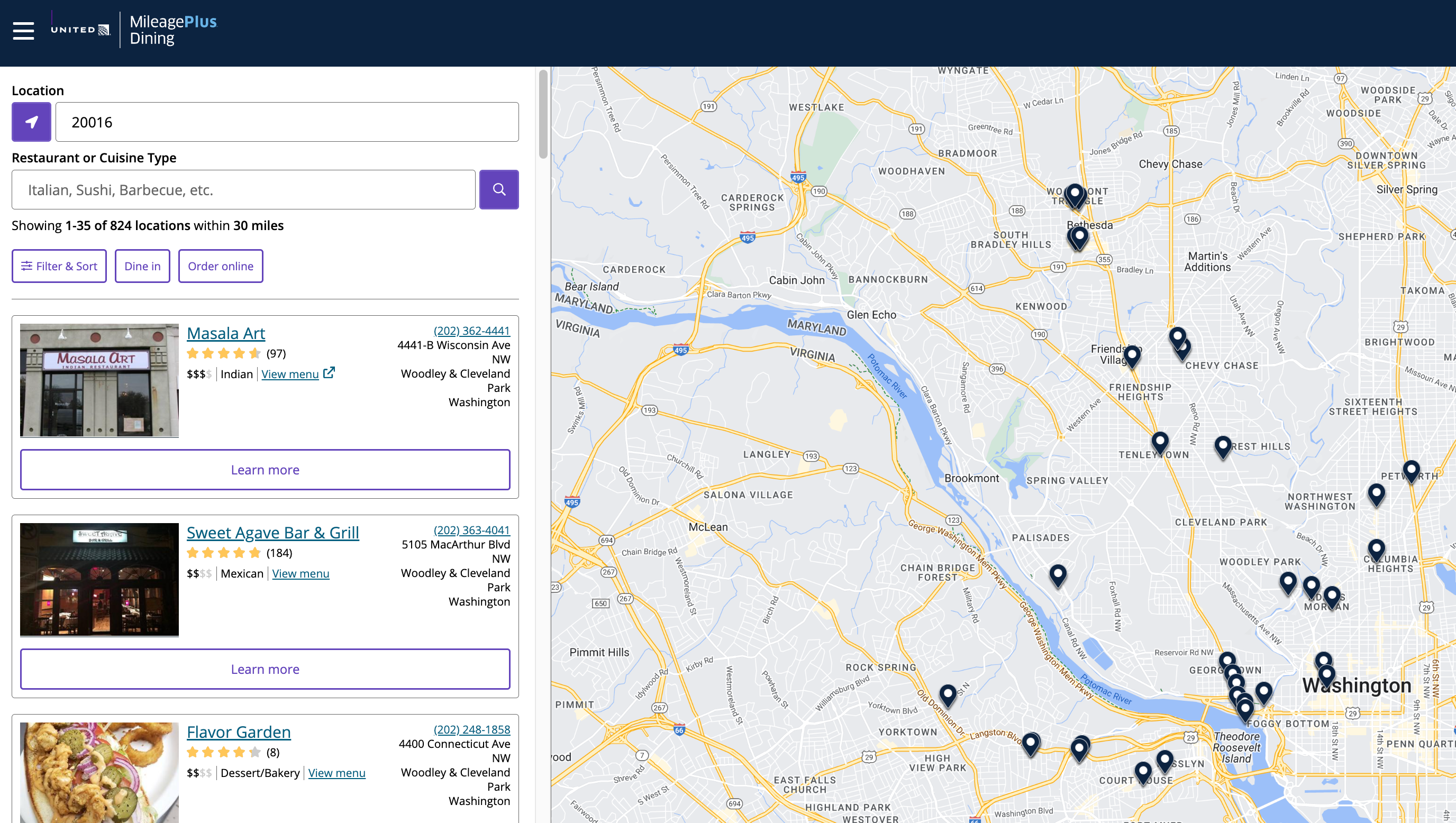 MP Dining restaurants in 20016