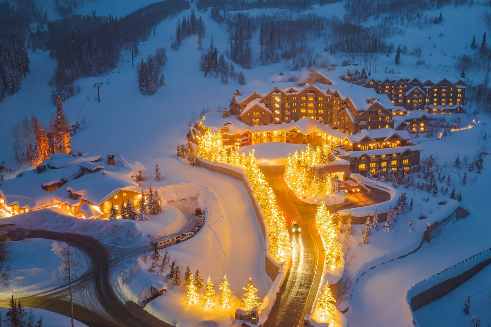 arial view of Montage Deer Valley resort