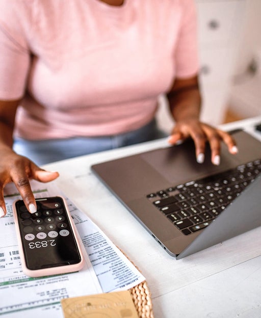 Woman calculating card value