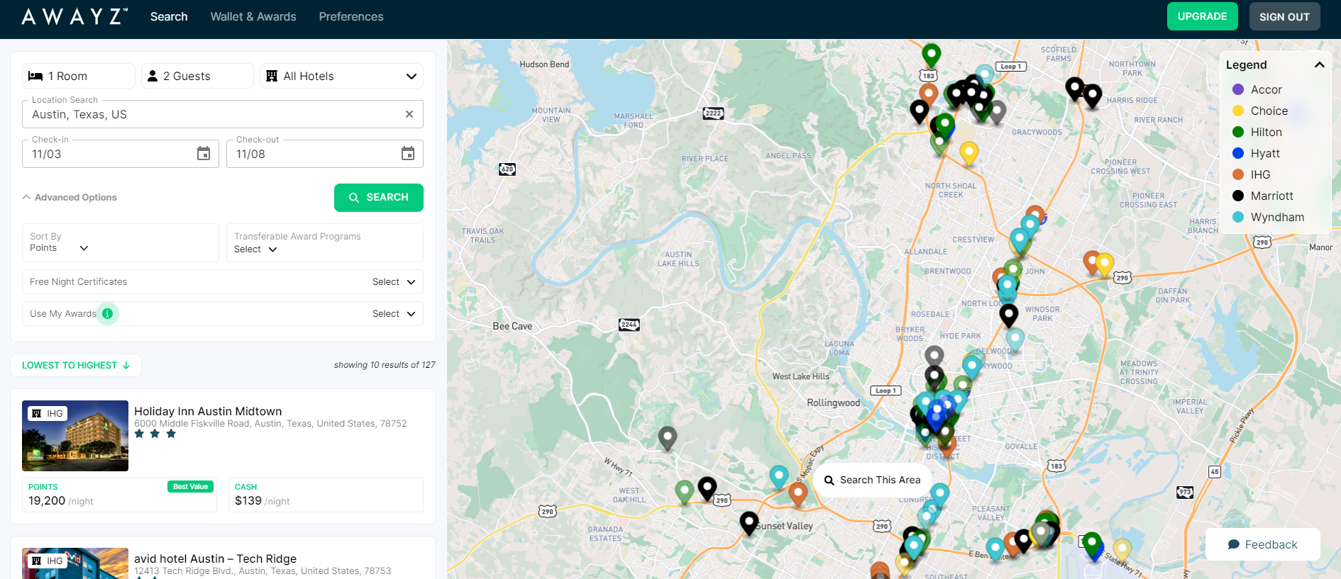 Awayz hotel award search