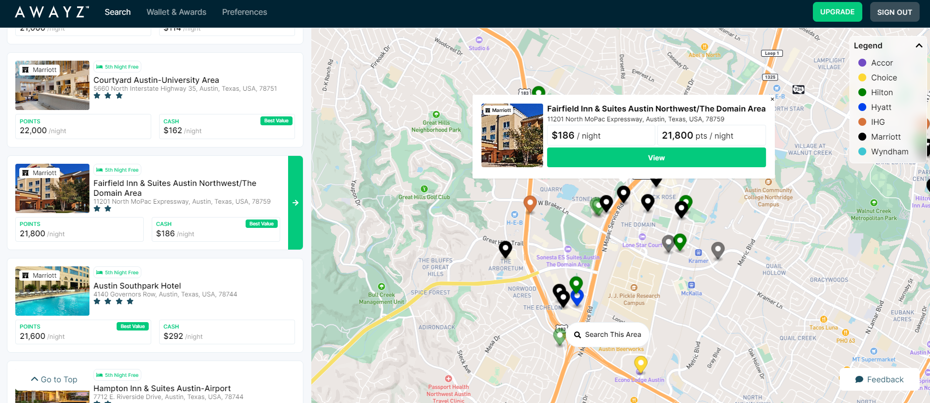 Awayz hotel award search