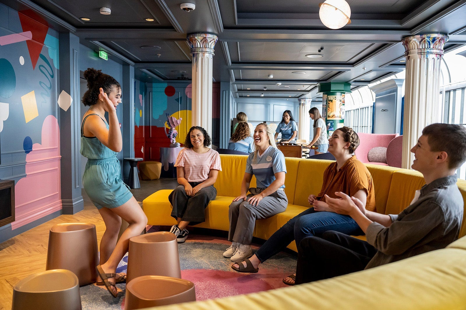 Teen cruisers hang out in Disney Wish teen club