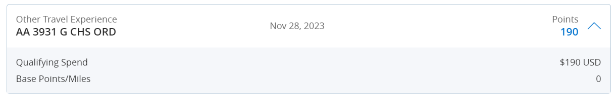 Earning Hyatt points on an American flight