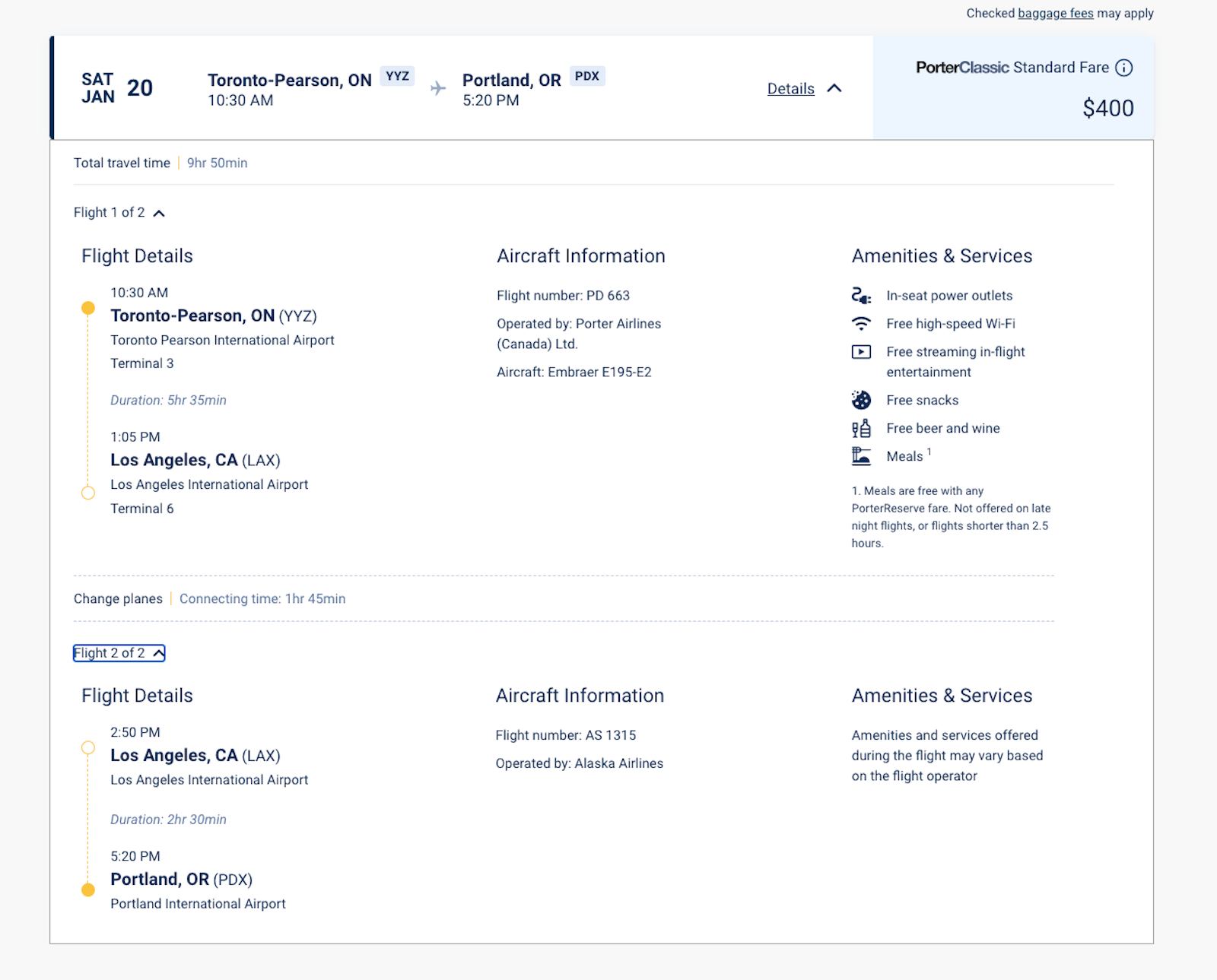 porter itinerary