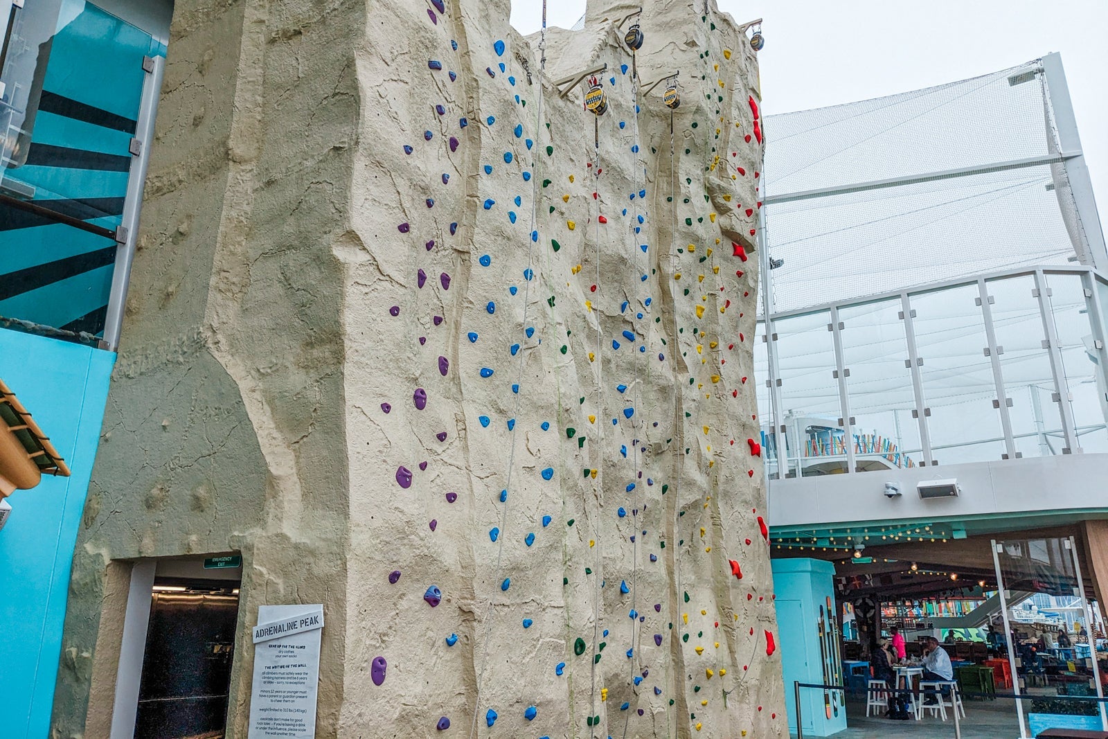 Rock-climbing wall.