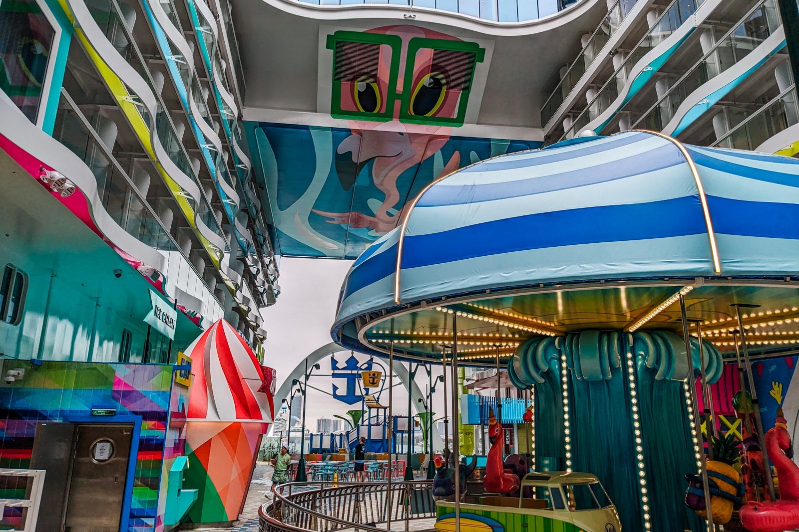View across Surfside neighborhood on Icon of the Seas