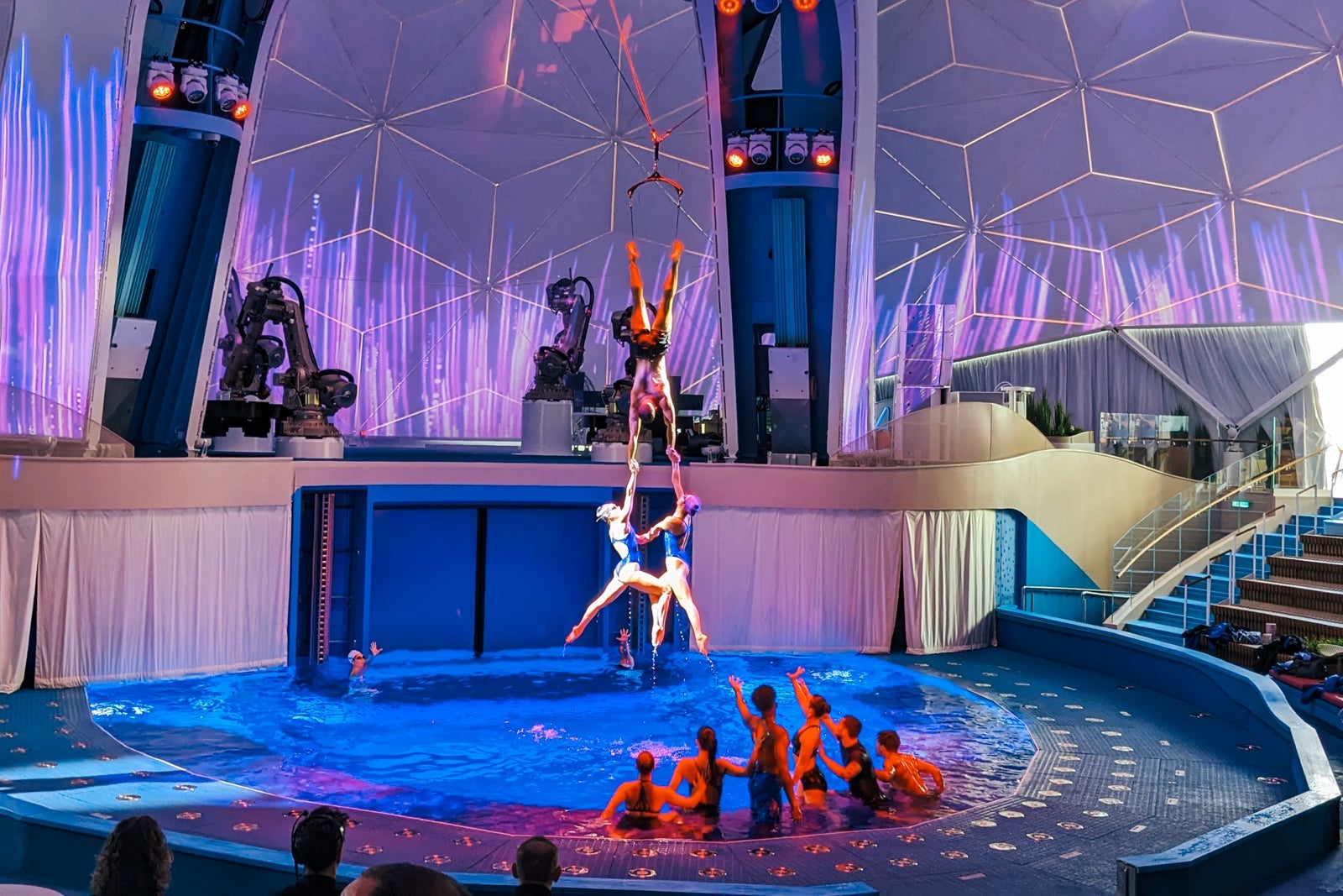 Acrobatic diving show on a cruise ship