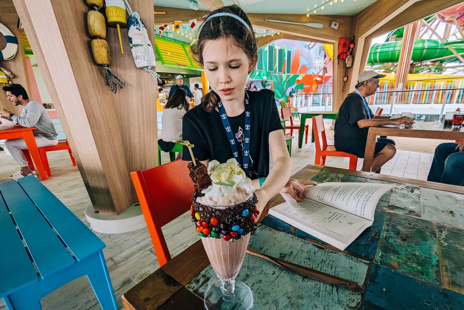 Young girl with chocolate milkshake