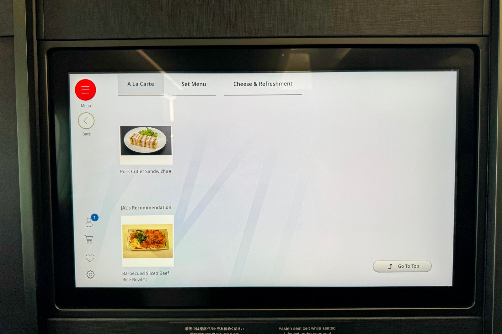 Food on Japan Airlines Inaugural