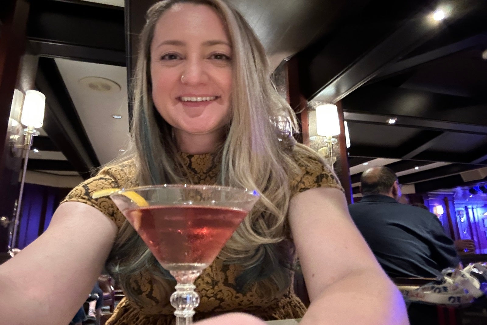 A woman with a martini