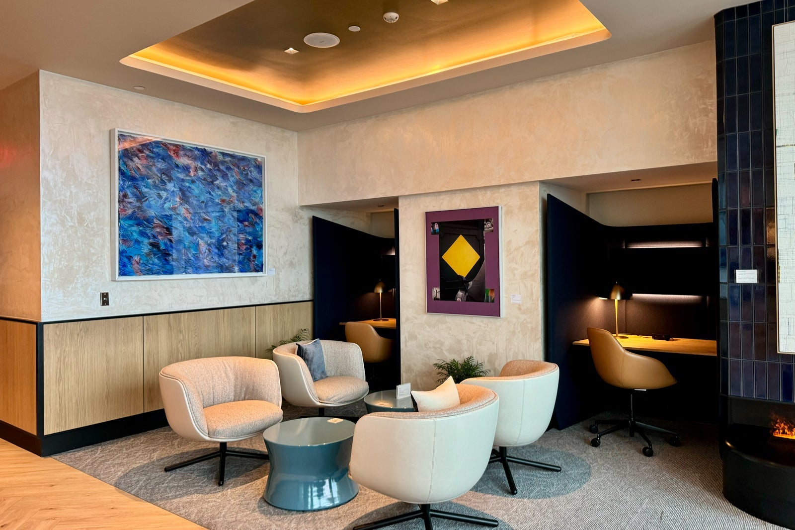 An airport lounge seating area