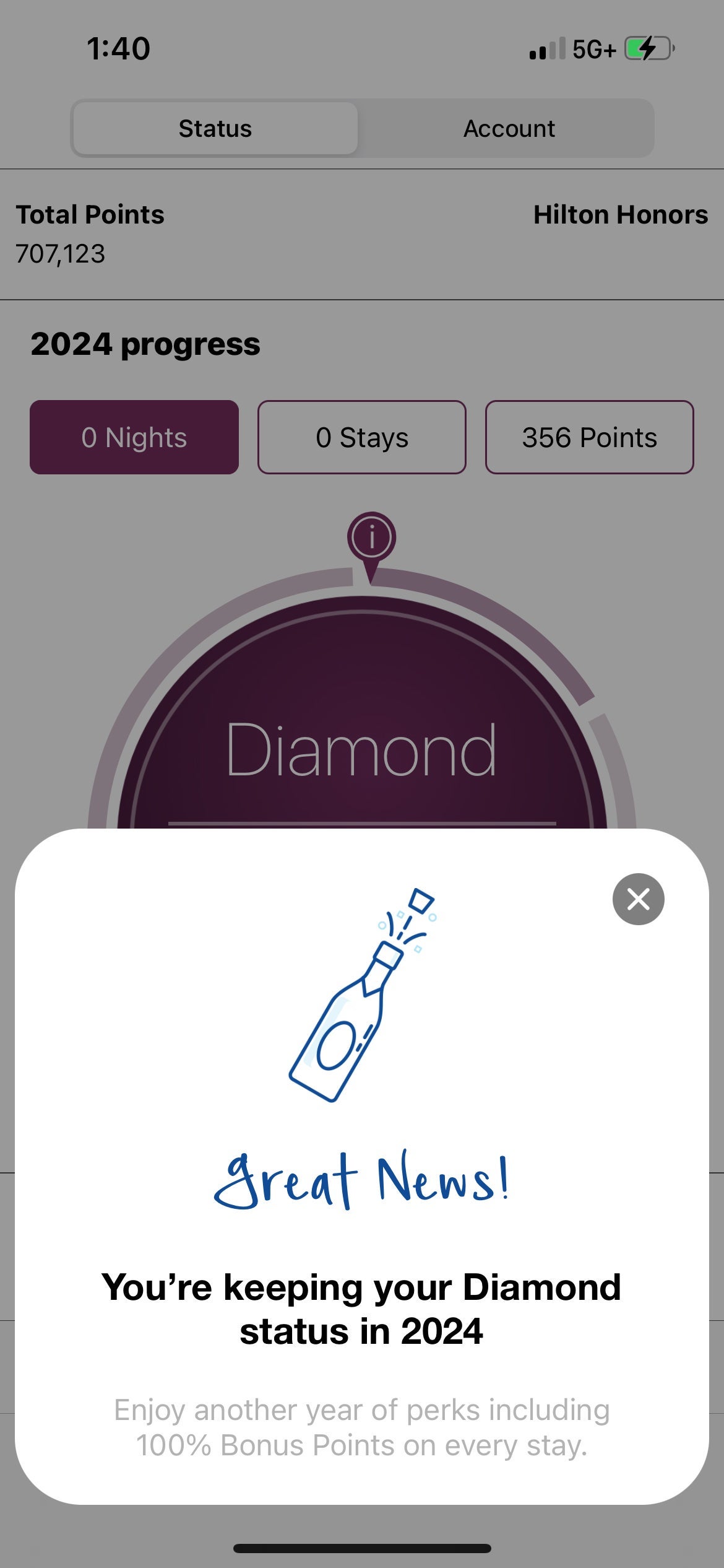 HIlton Honors status tracker 2024. HILTON