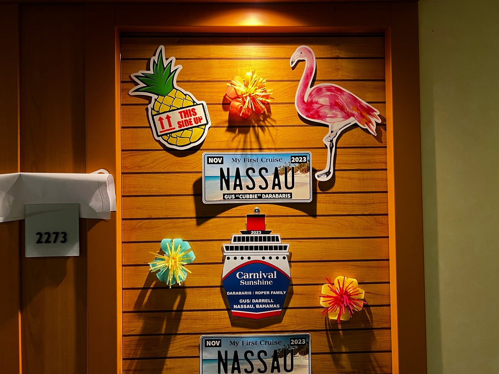 Door decorations on Carnival Sunshine