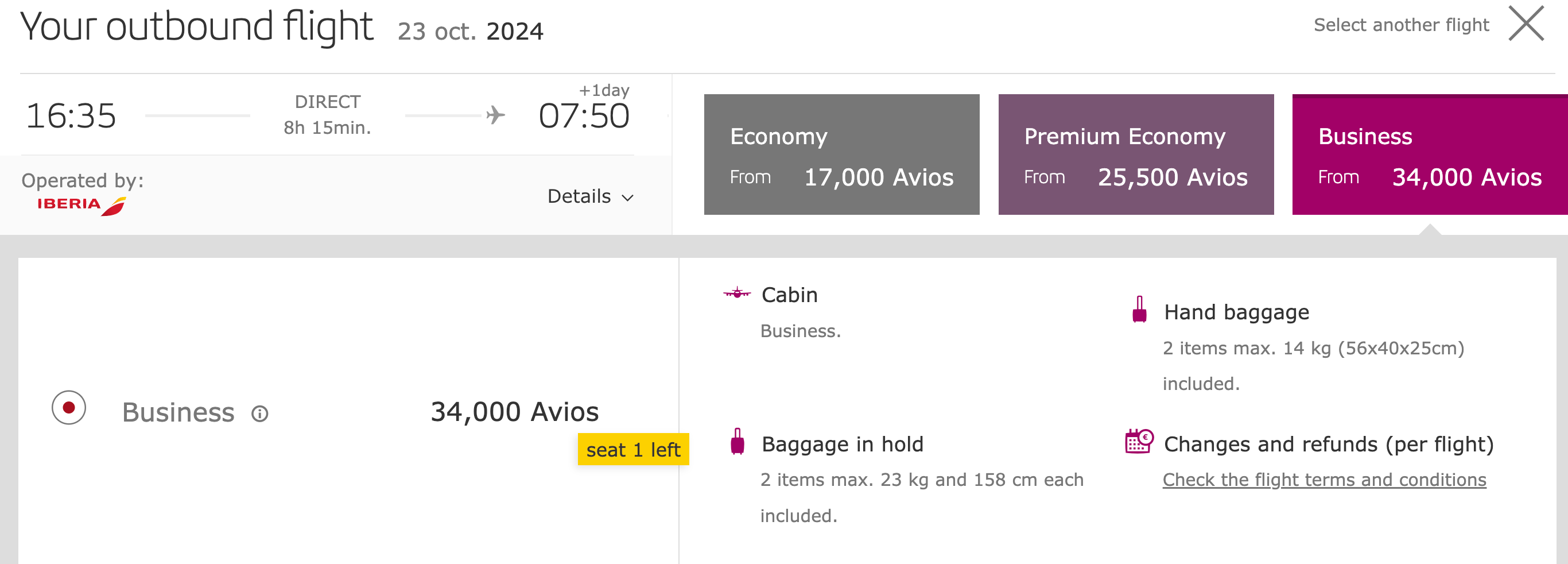 iberia award flight