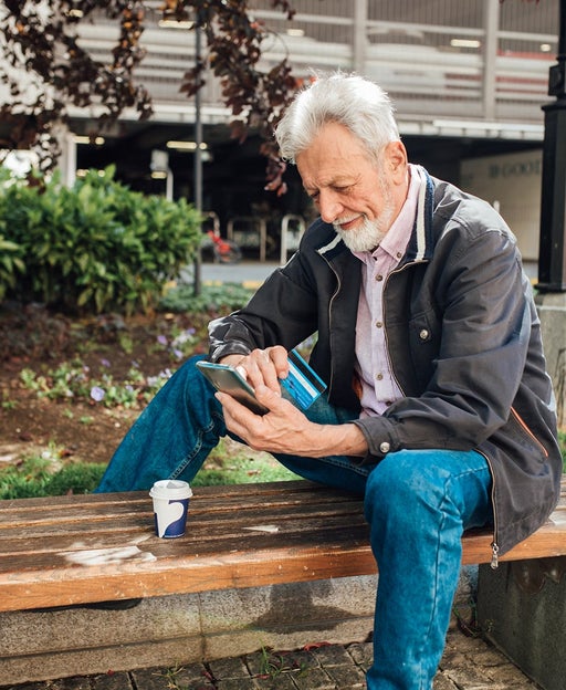 Man using a smart phone
