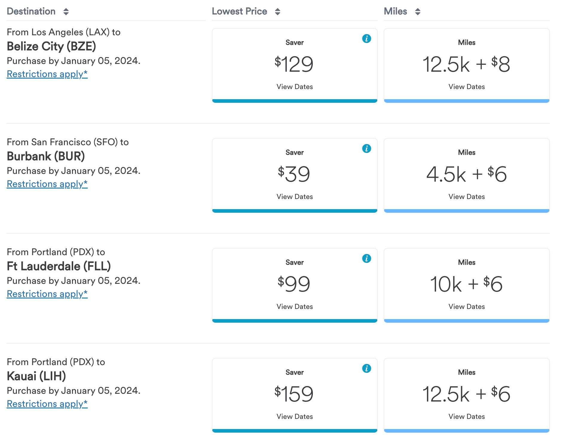sample flights on alaska's website
