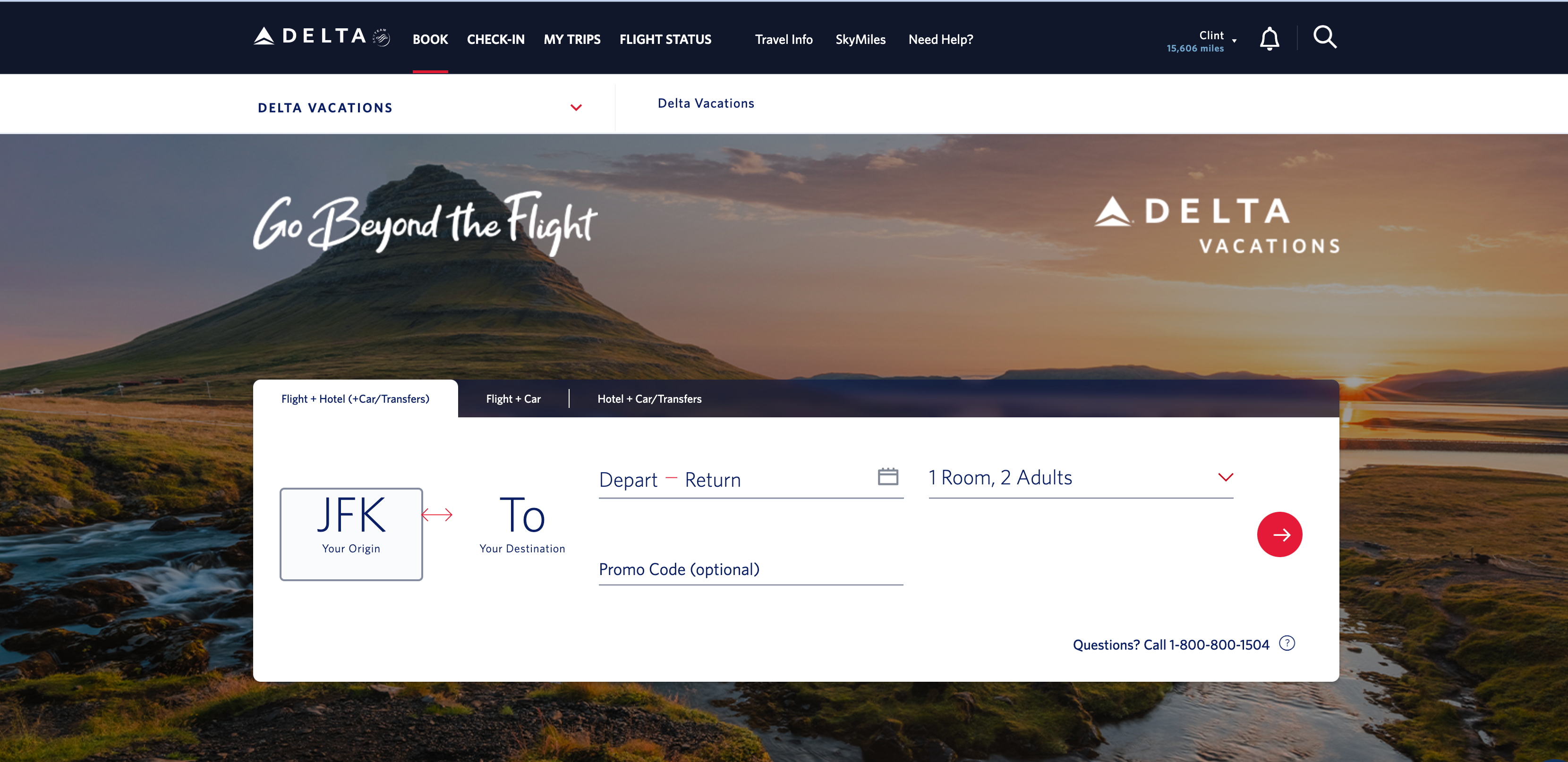 Delta Vacations landing page