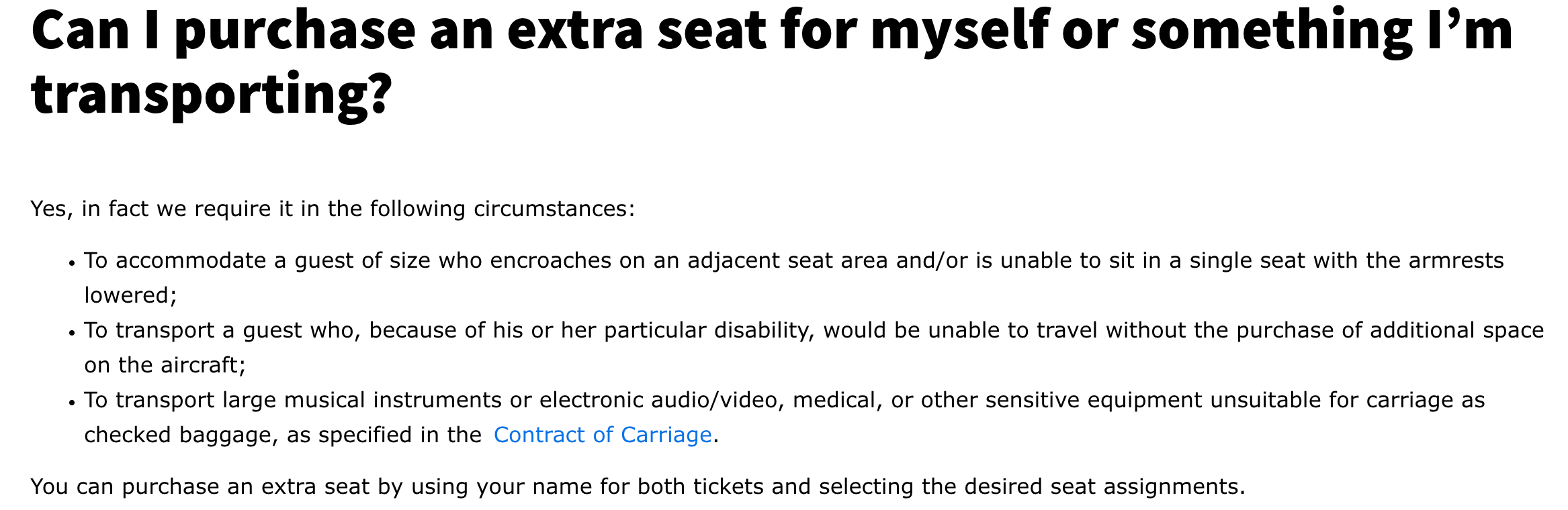 Spirit Airlines extra seat policy
