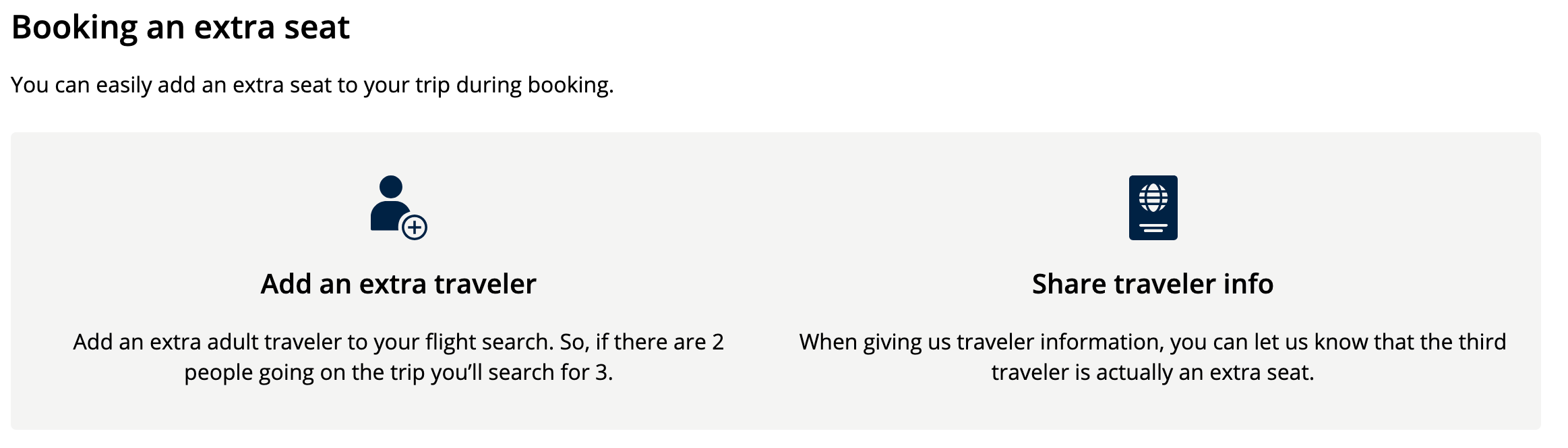 Extra seat information for United flights