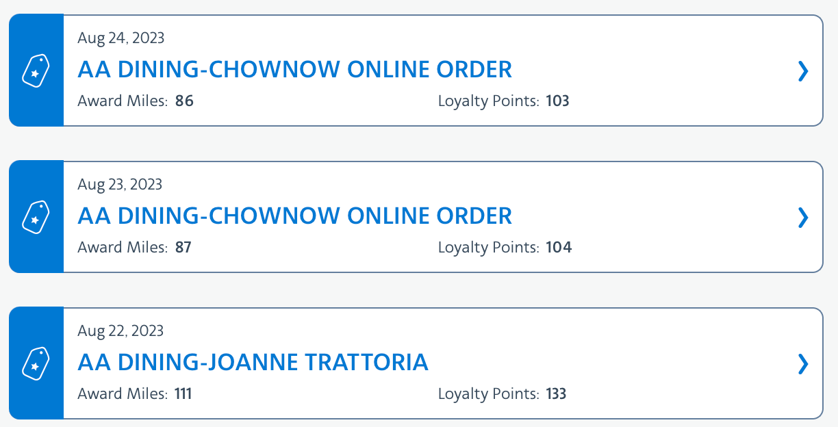 AA Dining earnings. AMERICAN AIRLINES