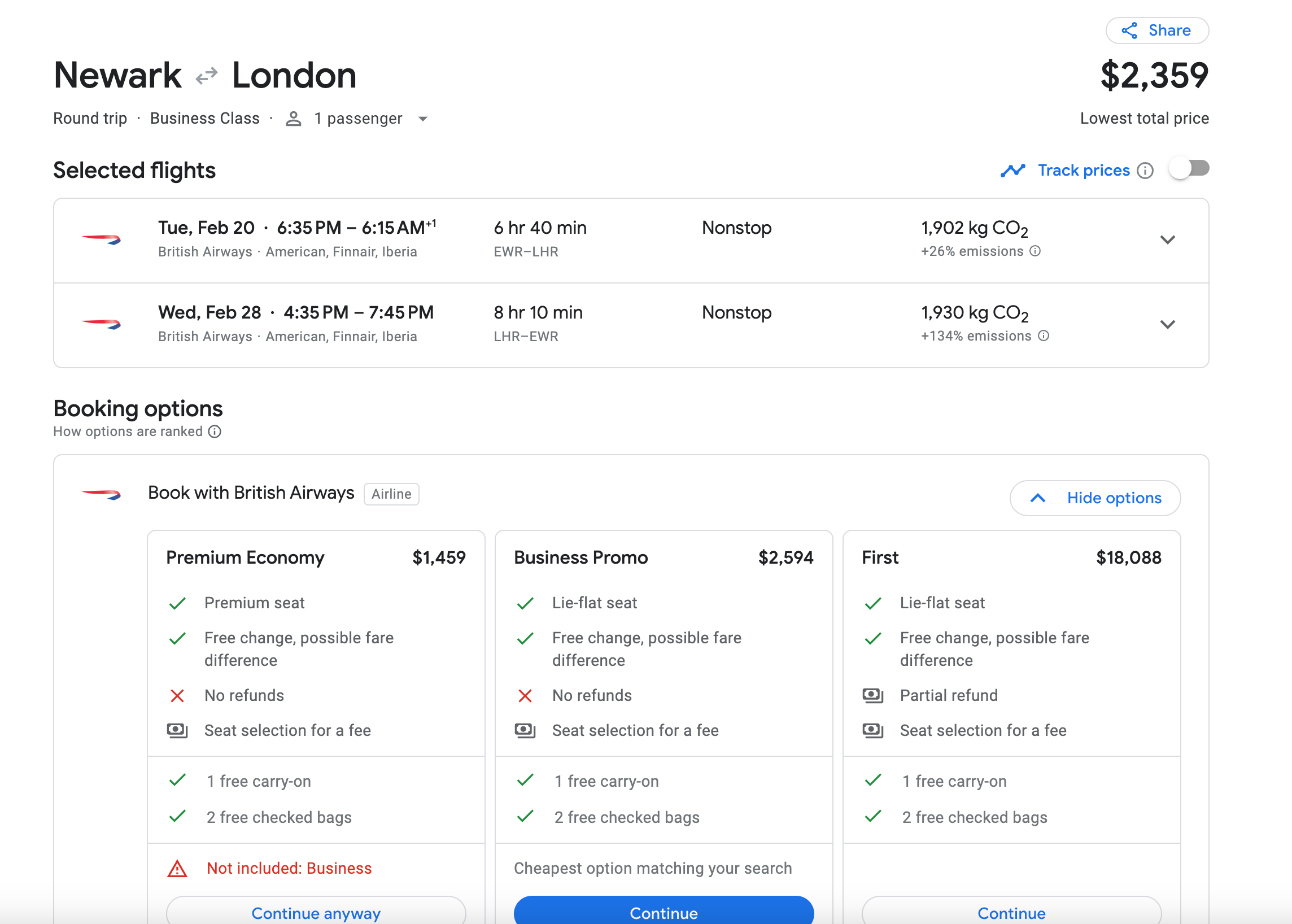 newark to london
