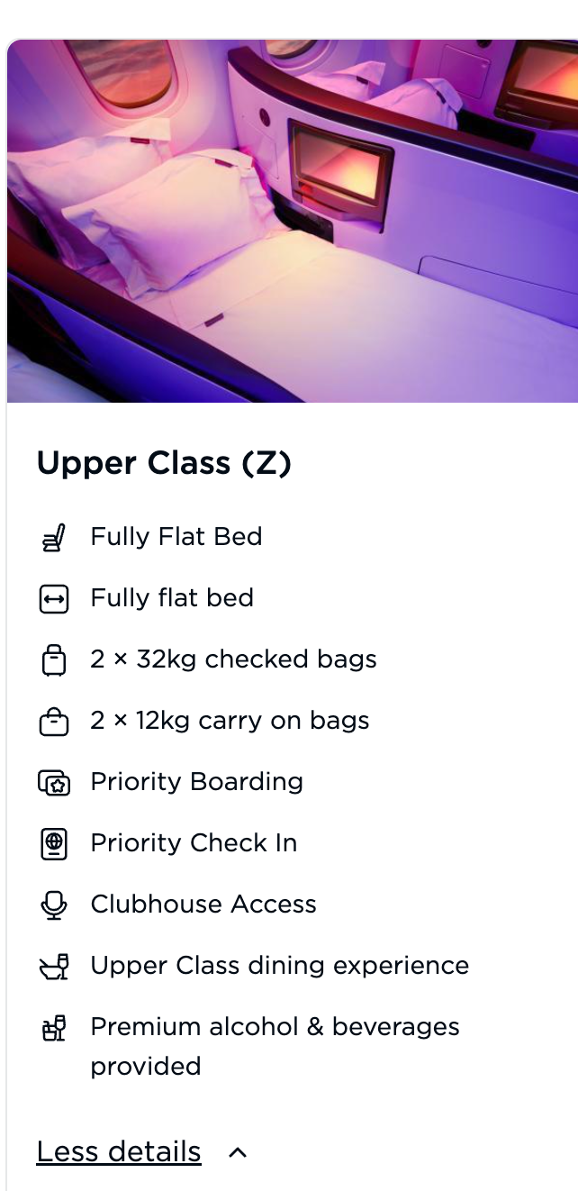 business class details