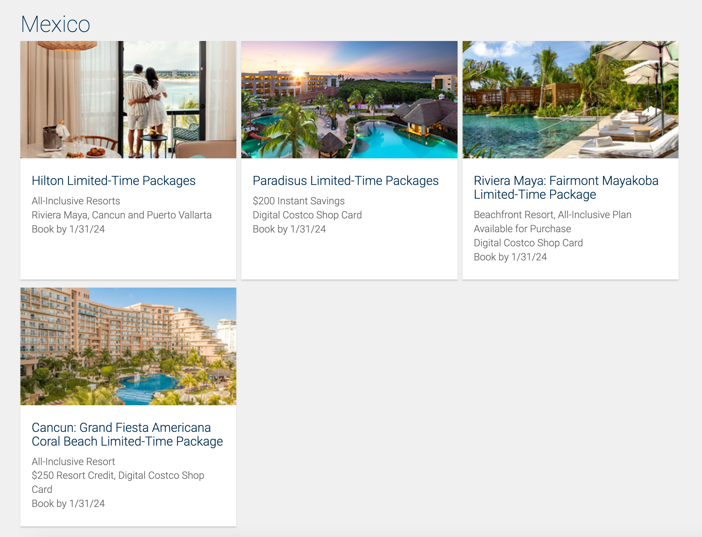 Deals found on Costco Travel