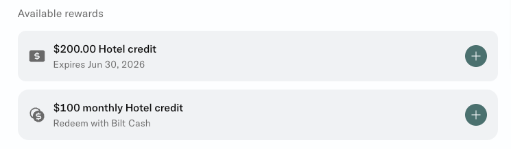 Apply credits for Bilt Travel portal hotel stay